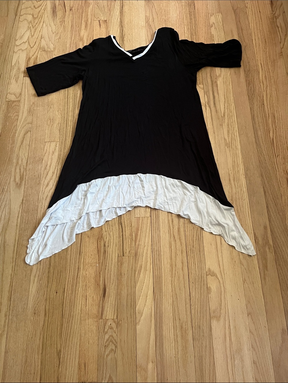 Black Tunic Dress with White Layered Hem